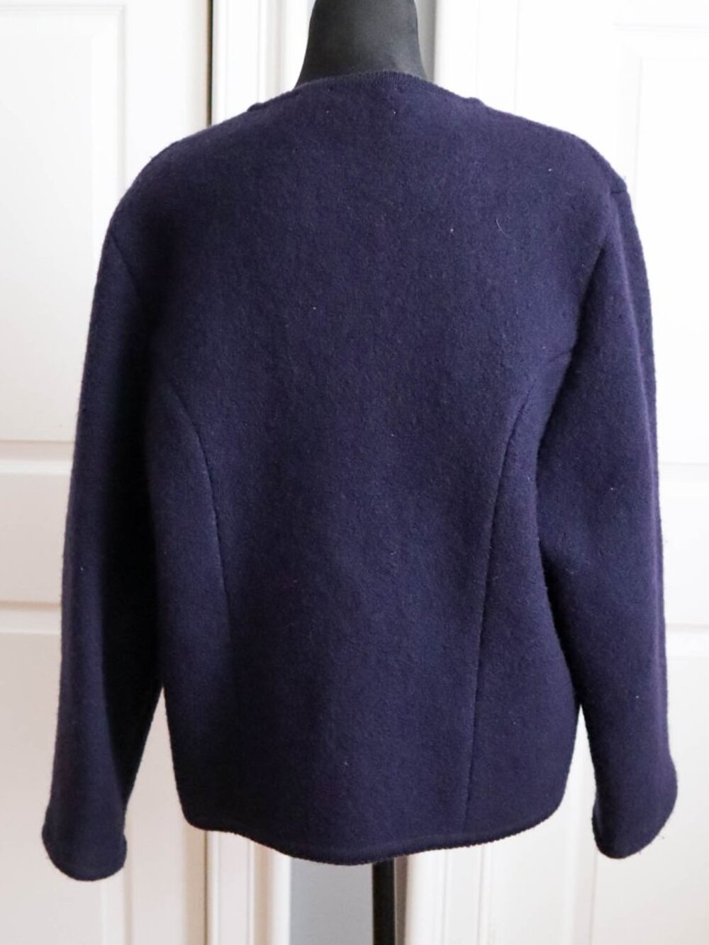 Vtg Carroll Reed 100% Boiled Wool Cardigan Jacket Sz 16/XL Indigo Blue Nordic - Picture 10 of 12
